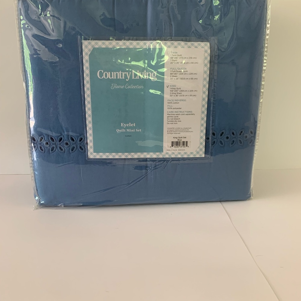 King Eyelet Blue Quilt Set Country Living Eyelet Quilt Set With Two Shams